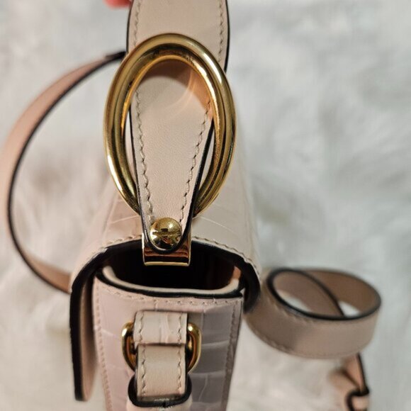 SOLD Chloe Mini C Croc Embossed Calf Skin Leather in Pink Authenticated - Picture 5 of 16